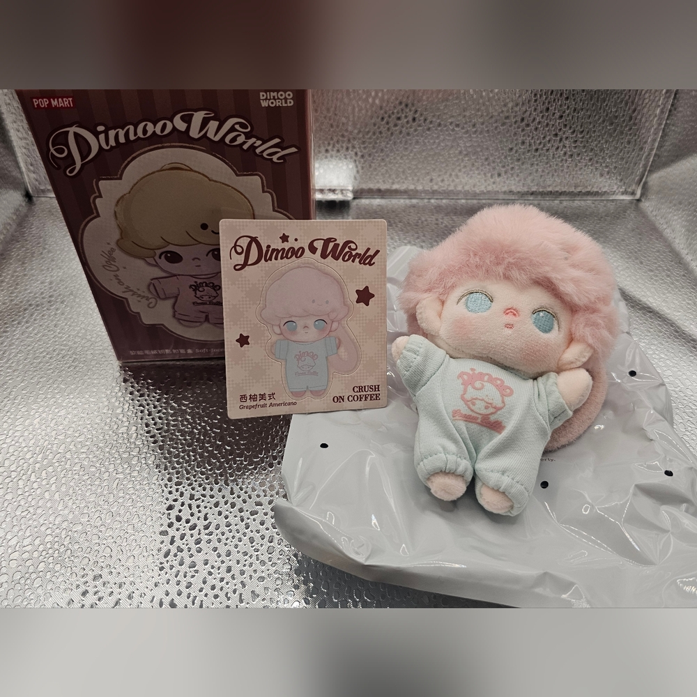 Pop Mart Dimoo World Plush Crush On Coffee Grapefruit Americano w/ Box & Card